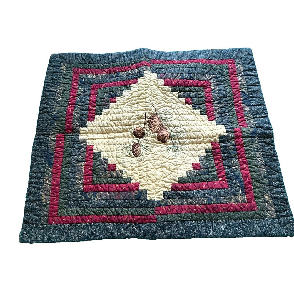 Donna Sharp Pine Cone Log Cabin Quilted Pillow Sham Rustic Cabin Lodge (single)